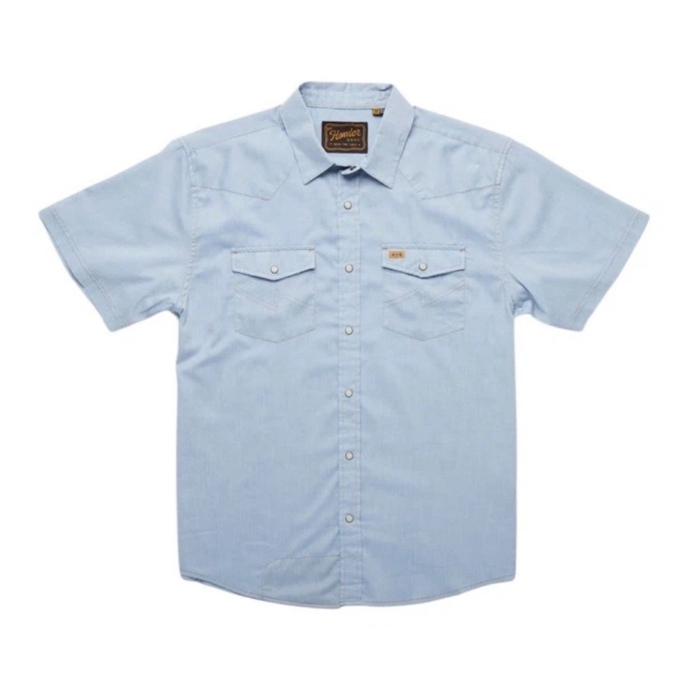 NWT Howler Bros H Bar B Snapshirt Small S Faded Blue Oxford Short Sleeve Western
